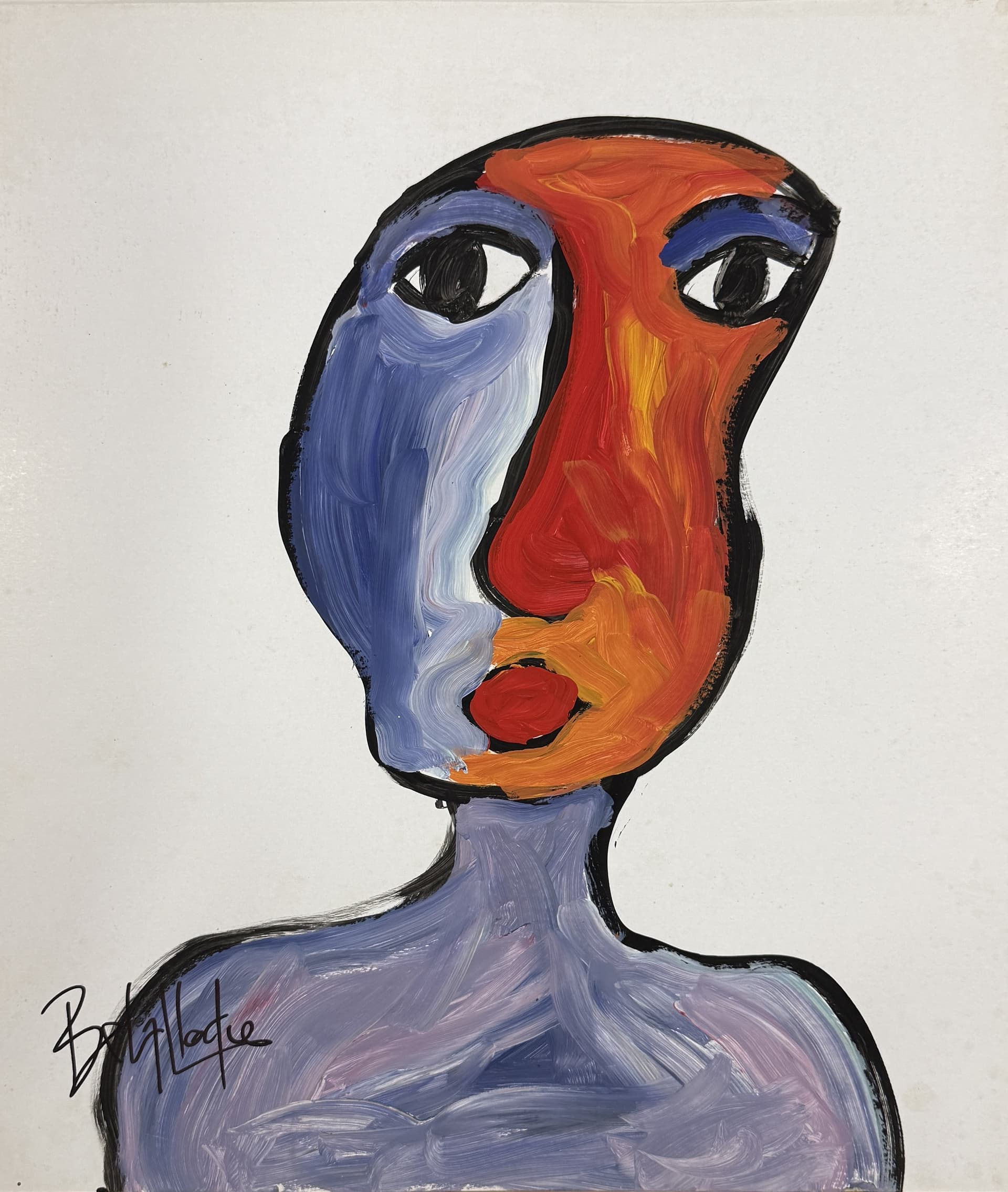 Portrait bleu et orange, Ahmed Belmkadem