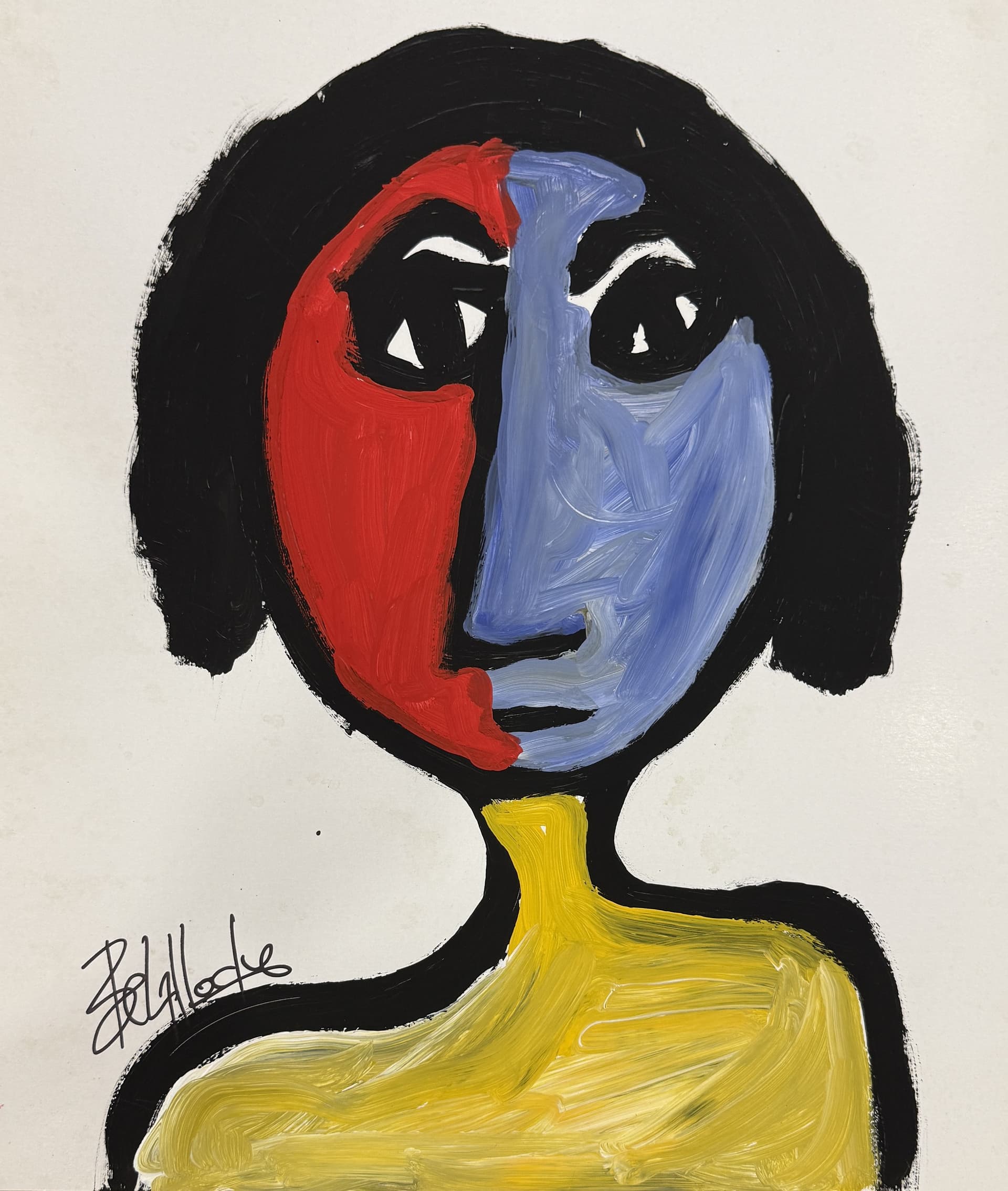 Visage rouge et bleu au col jaune, Ahmed Belmkadem