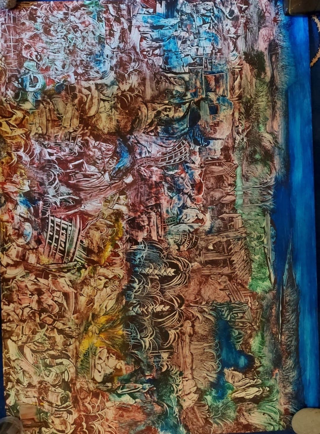 Œuvre sur papier — la rivière bleue par El Hani