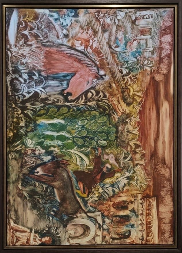 Œuvre sur papier — le cheval au jardin par El Hani
