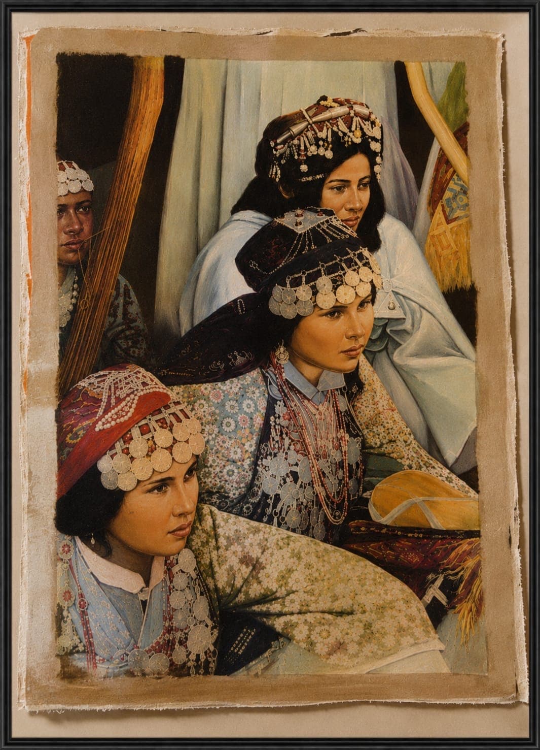 Tableau femmes amazighes aux bijoux par Hassan Souab