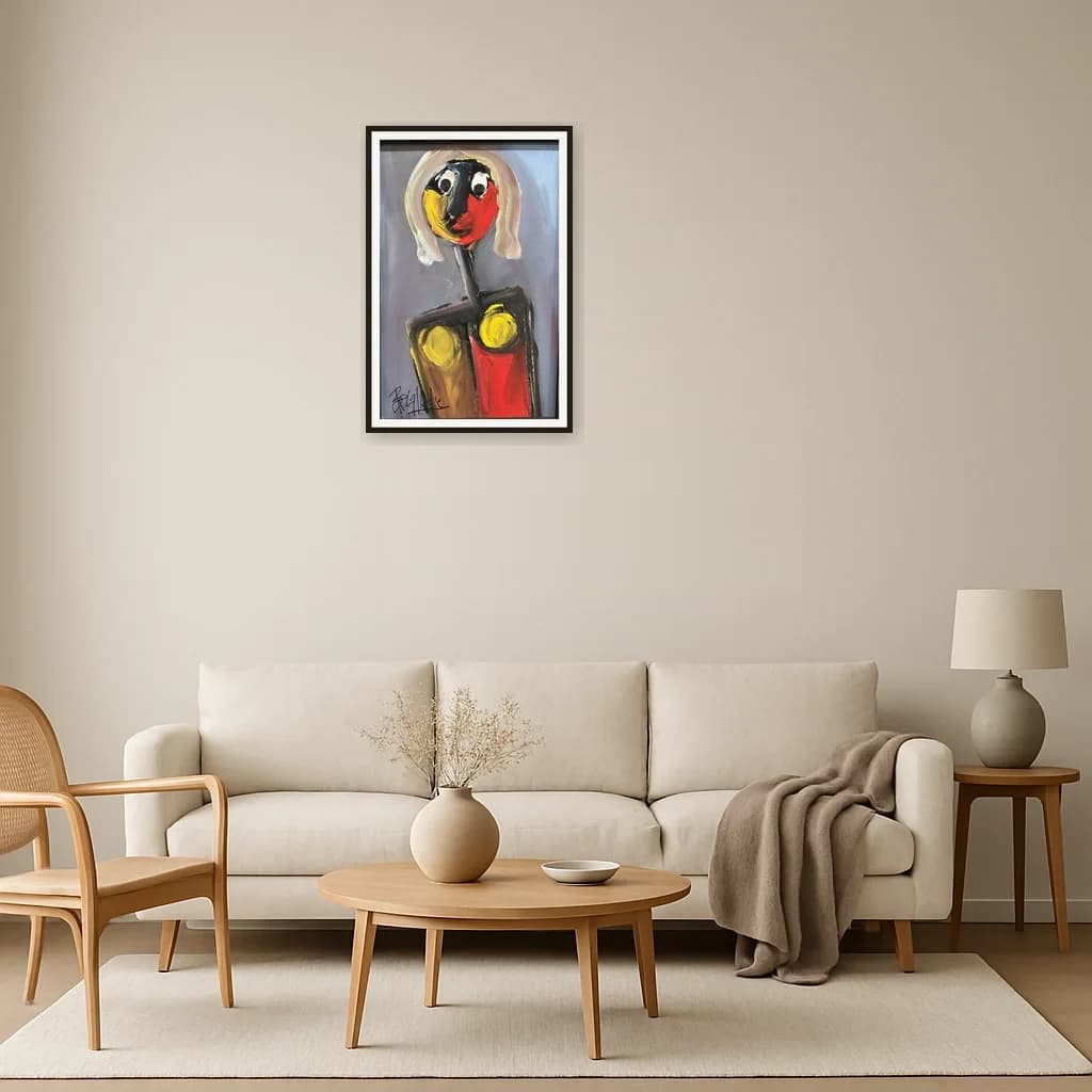 Tableau Abstrait portrait moderne – tableau expressioniste peint à la main par Ahmed Belmkadem – vue 3