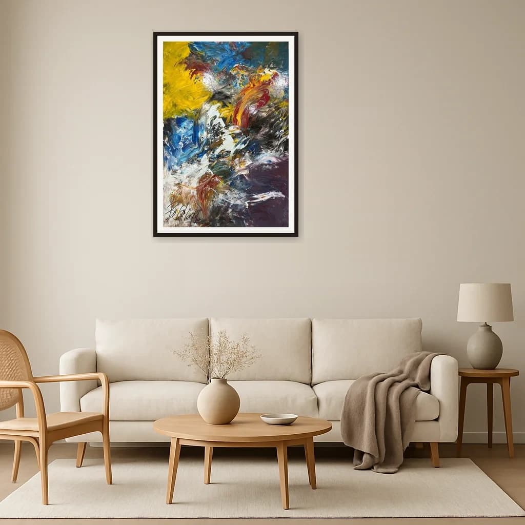 Tableau Abstrait tourbillon de couleurs – tableau abstrait peint à la main par Ahmed Belmkadem – vue 3