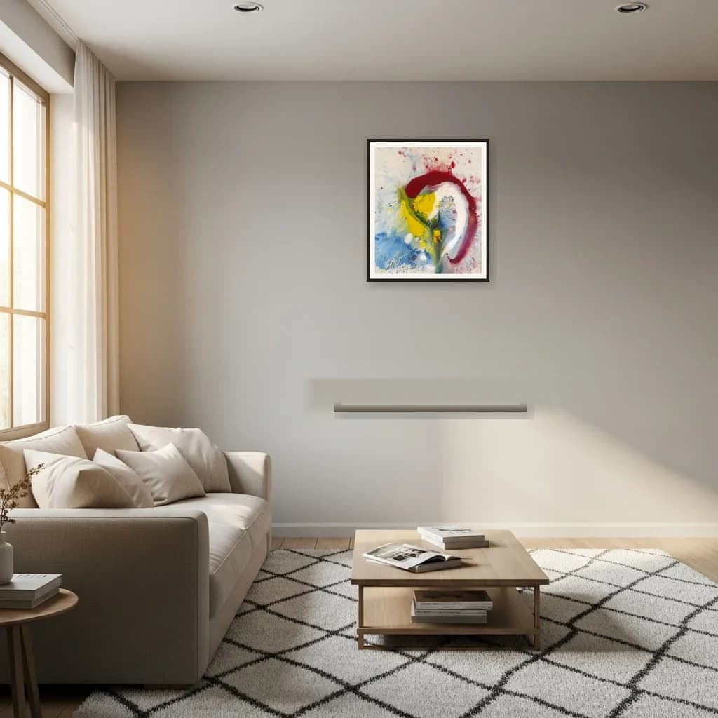 Tableau Abstrait courbes colorées – tableau abstrait peint à la main par Ahmed Belmkadem – vue 3