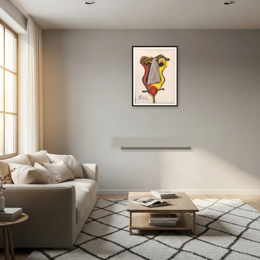 Tableau Abstrait visage moderne – tableau expressioniste peint à la main par Ahmed Belmkadem – vue 3