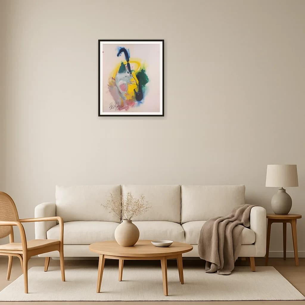 Tableau Abstrait couleurs fluides – tableau abstrait peint à la main par Ahmed Belmkadem – vue 3