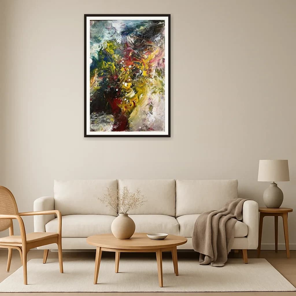 Tableau Abstrait tourbillons de couleurs – tableau abstrait peint à la main par Ahmed Belmkadem – vue 3
