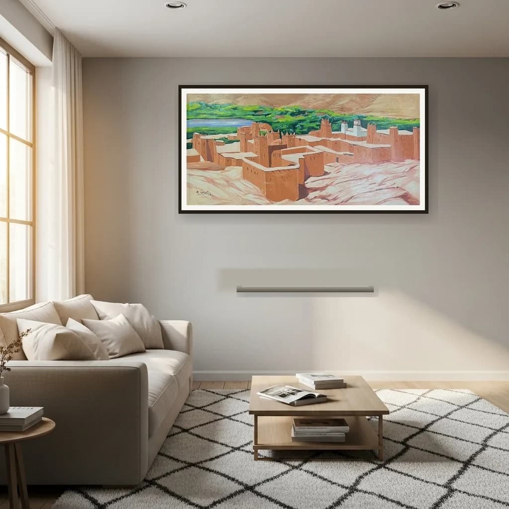 Tableau impressionniste marocain - ksar et oasis du sud marocain – vue 3