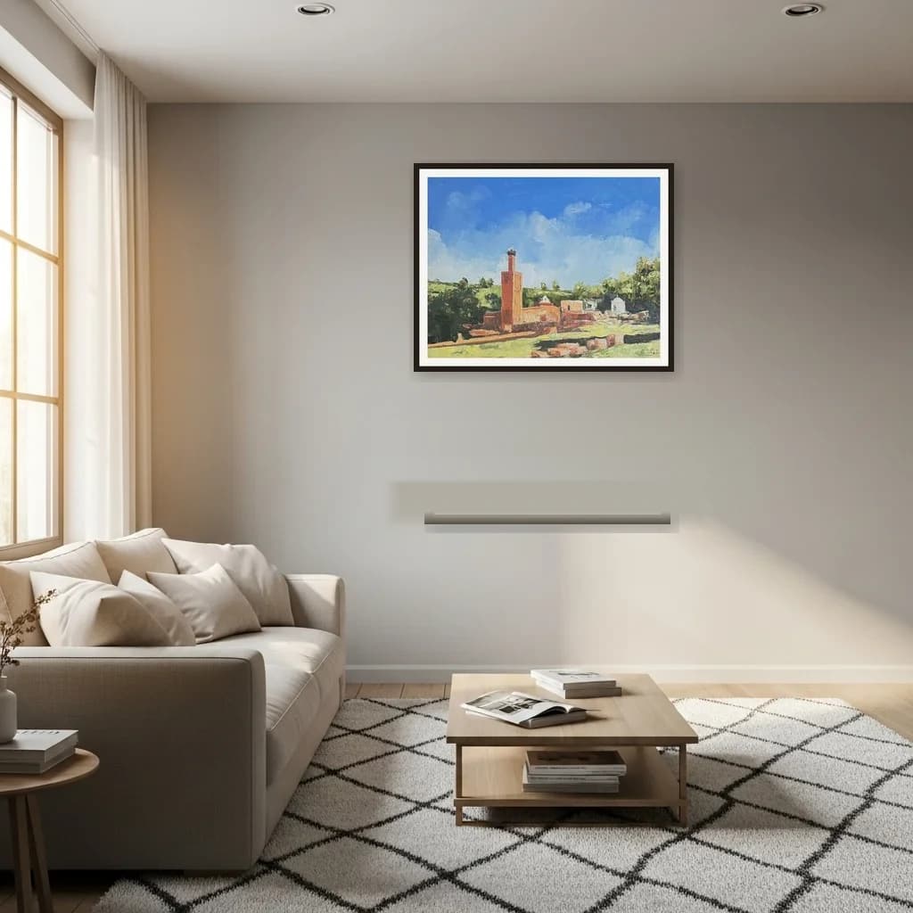 Tableau impressionniste marocain - minaret dans un paysage lumineux – vue 3