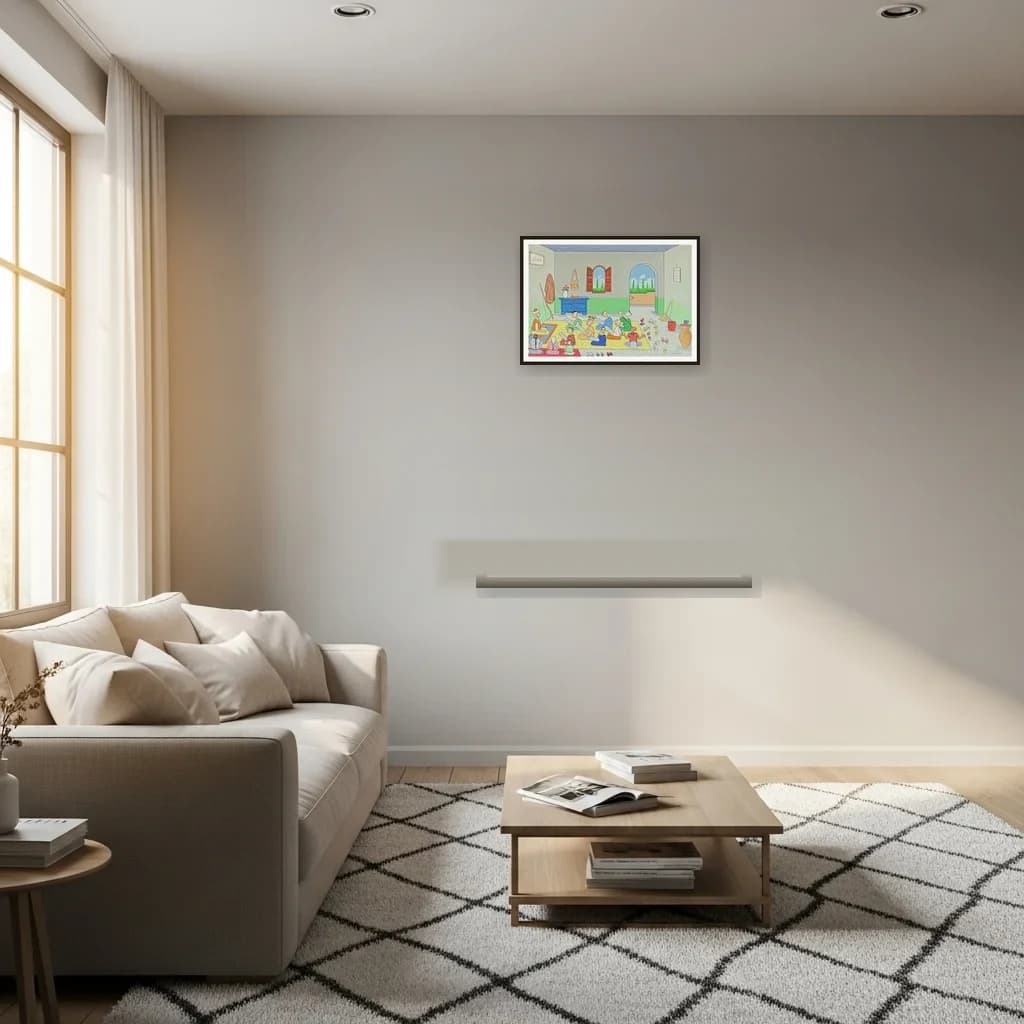 Tableau art naïf marocain - patio marocain aux jeux d'enfants – vue 3