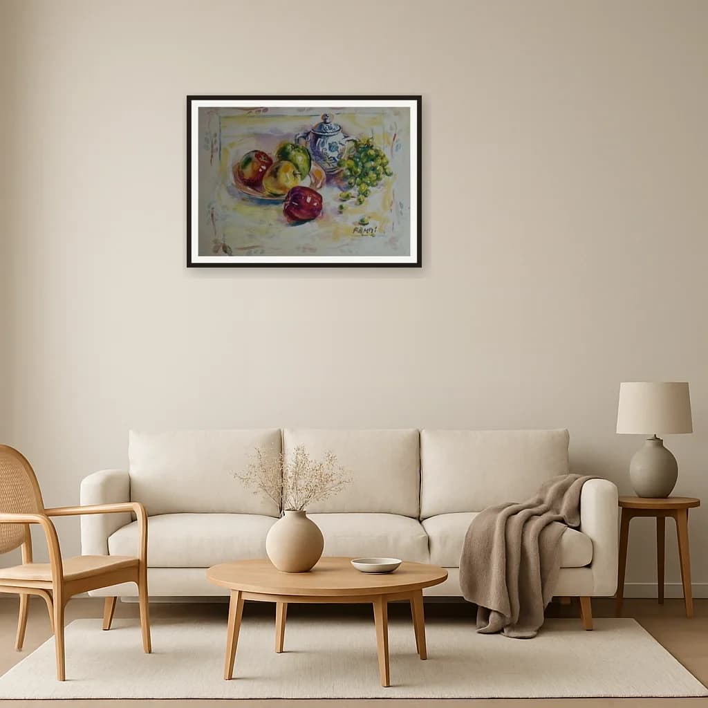 Tableau nature morte marocaine - fruits et théière – vue 3