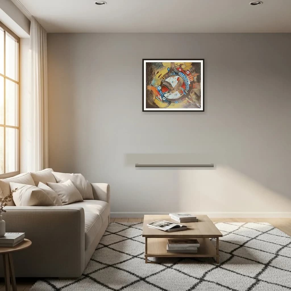 Tableau abstrait marocain - composition aux signes et instruments – vue 3