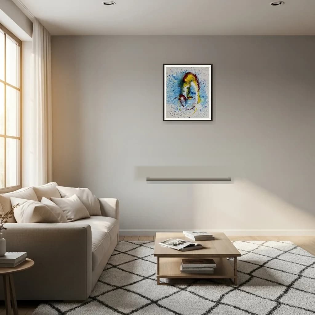 Tableau expressionniste marocain - visage bleu et jaune eclate – vue 3