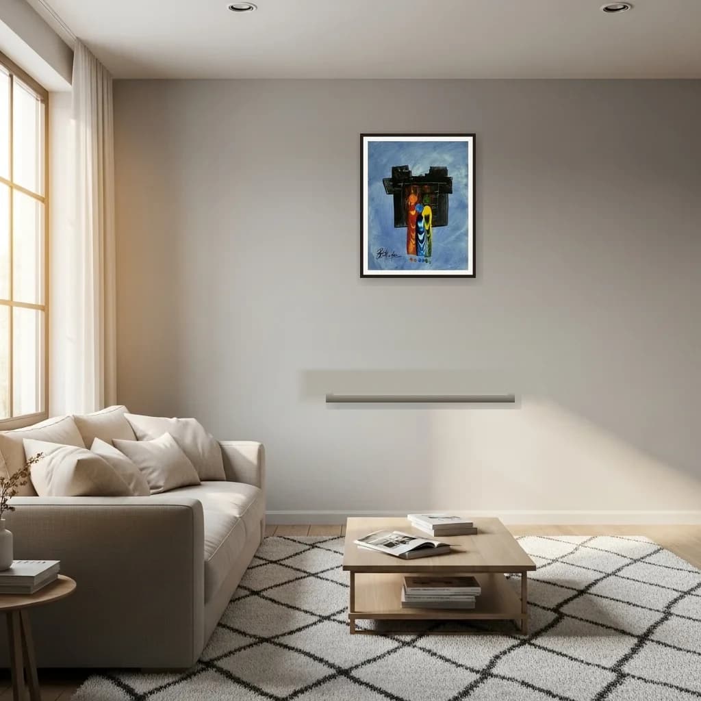 Tableau expressionniste marocain - duo devant porte noire – vue 3