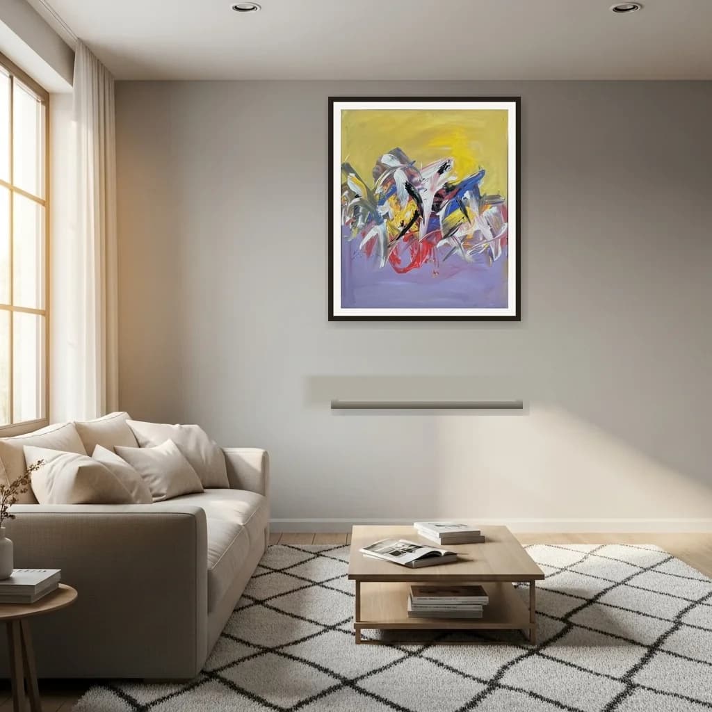 Tableau abstrait marocain - abstraction gestuelle multicolore – vue 3
