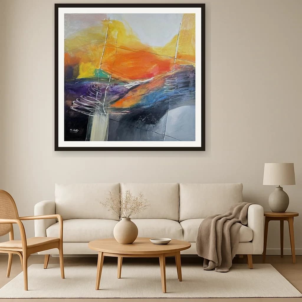 Tableau abstrait marocain - voiles au couchant abstrait – vue 3