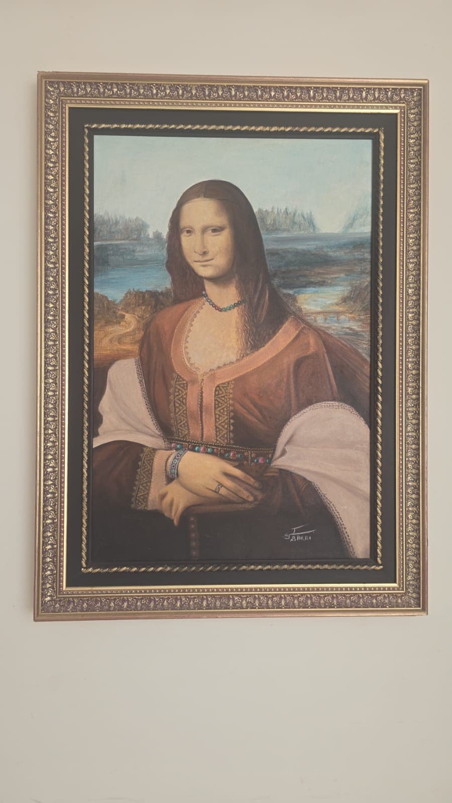 La Joconde en kaftan marocain, huile sur toile — Bakri