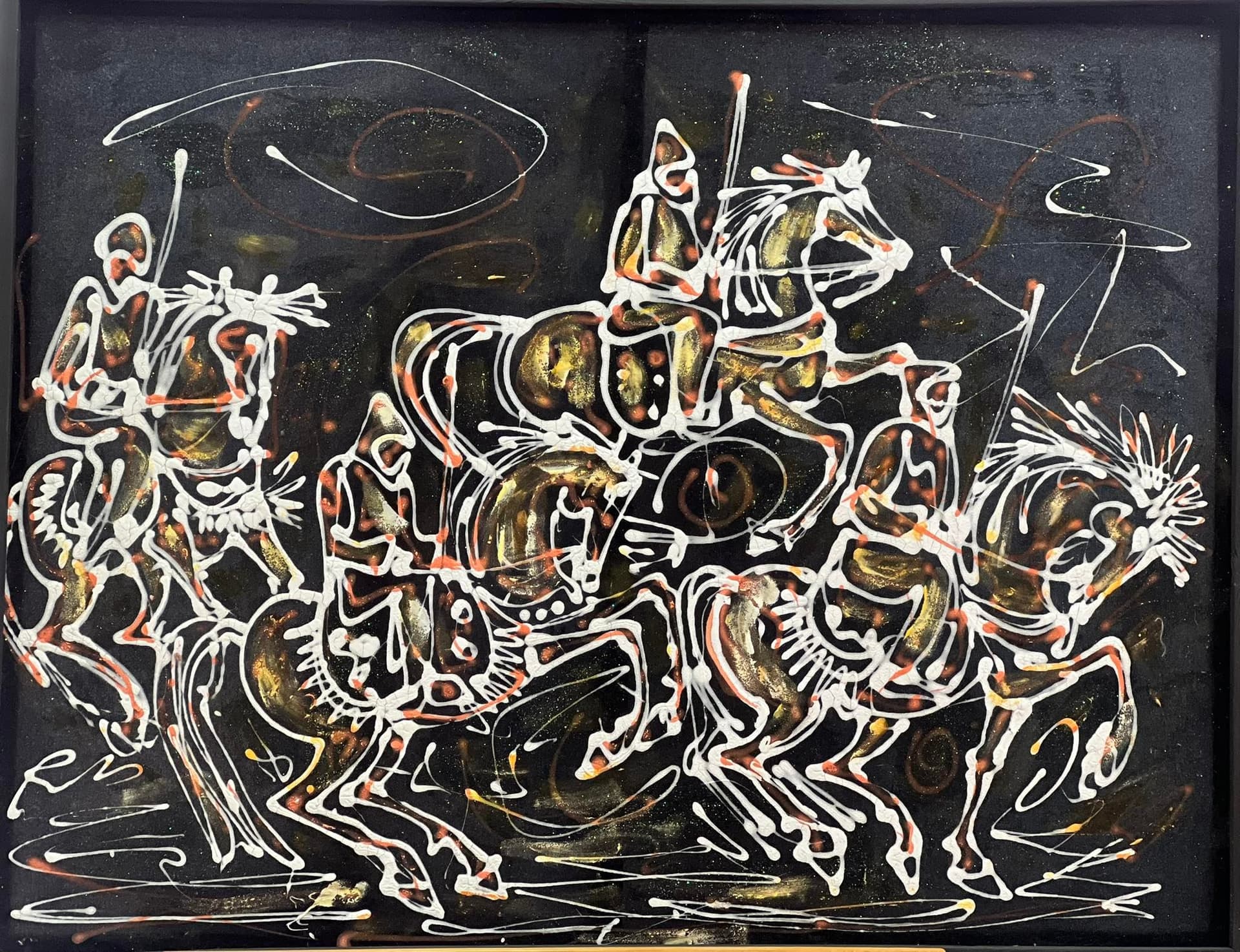 Tableau Abstrait cavaliers marocains