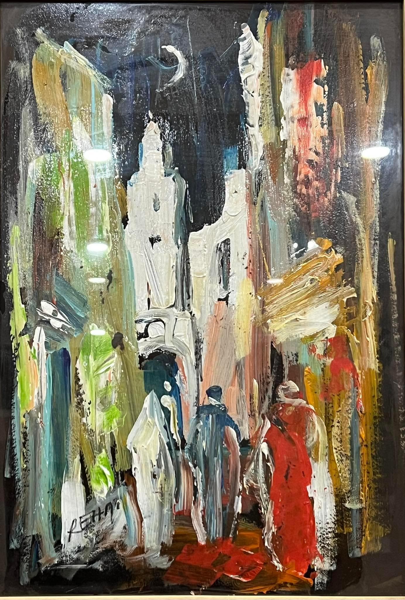 Tableau Abstrait médina nocturne