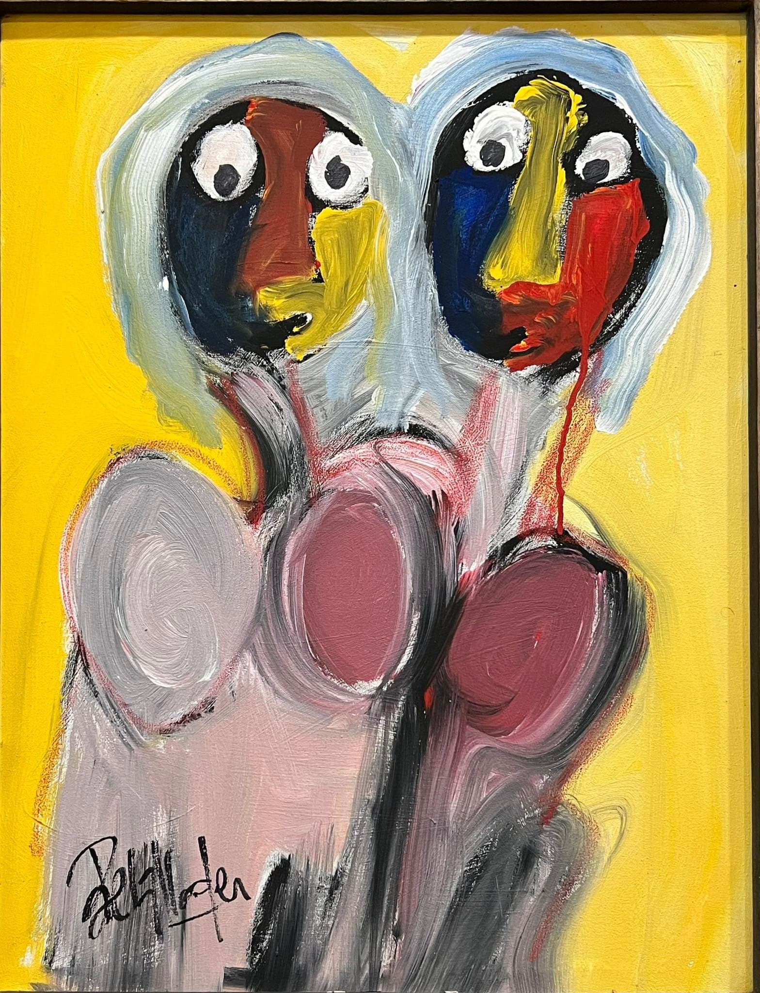 Tableau Abstrait visages fusionnels – tableau expressioniste peint à la main par Ahmed Belmkadem