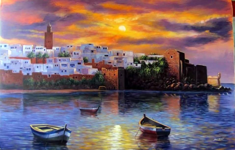 Village Côtier au Soleil Couchant — Boukhalifi